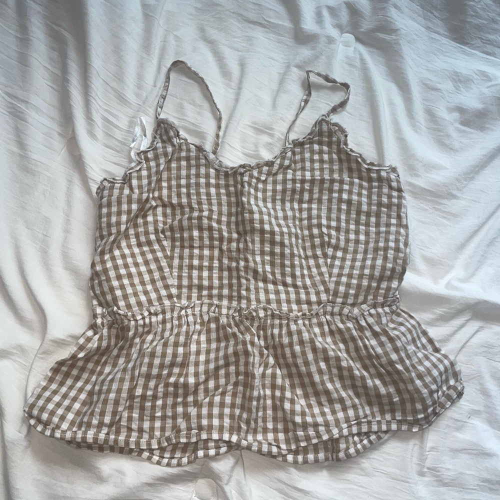 Brown Gingham Women's Top